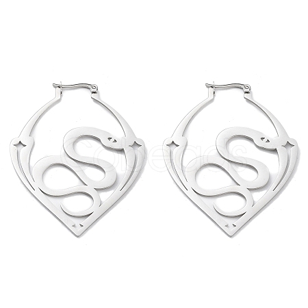 304 Stainless Steel Jar with Snake Hoop Earrings for Women EJEW-R156-01P-1