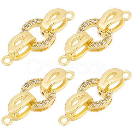 Beebeecraft 6 Sets Brass Micro Pave Clear Cubic Zirconia Fold Over Clasps KK-BBC0005-73-1