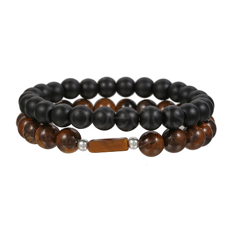 Volcano Stone Black Matte Black Gallstone Wood Beads Bracelet Set Combination Hip Hop Elastic Bracelet Bracelet Bracelet WQ1083-7-1