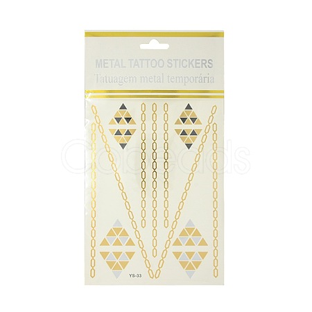 Cool Body Art Removable Mixed Triangle & Chain Shapes Fake Temporary Tattoos Metallic Paper Stickers AJEW-O007-09-1