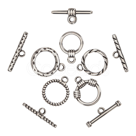 DICOSMETIC 5 Sets 5 Style  304 Stainless Steel Toggle Clasps STAS-DC0008-15-1