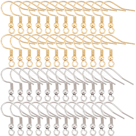 SOFPLATE 300Pcs 2 Style 304 Stainless Steel Earring Hooks STAS-SP0001-39-1