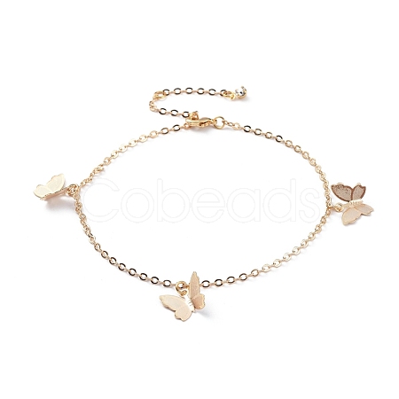 Brass Butterfly Charm Anklets X-AJEW-AN00281-02-1