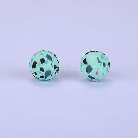 Printed Round Silicone Focal Beads SI-JX0056A-21-1