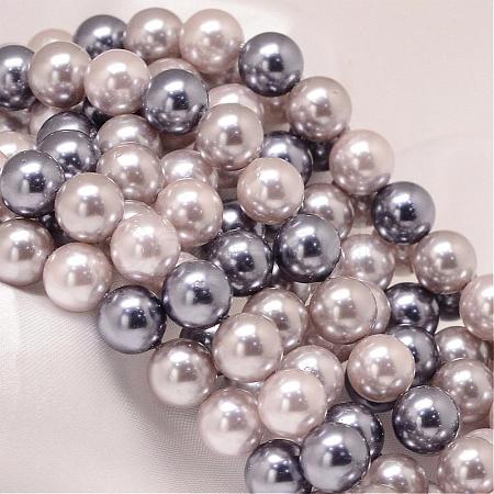 Round Shell Pearl Bead Strands BSHE-L011-8mm-L030-1