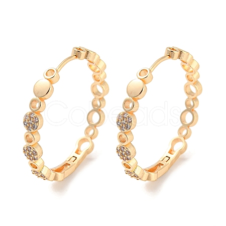 Brass with Cubic Zirconia Hoop Earrings EJEW-G363-14KCG-1