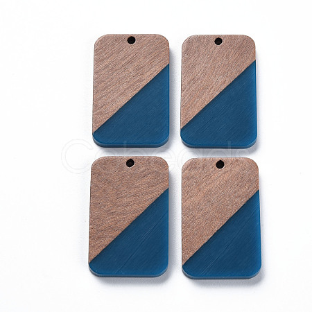 Opaque Resin & Walnut Wood Pendants RESI-T035-38D-1