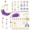 DIY Natural Amethyst Chips & Moon Suncatchers Making Kits, Including Metal Chains & Pendant & Connector Links, Glass Link & Charms, Golden, 150x90x50mm