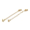 Brass Ends with Chains, Butterfly, Real 18K Gold Plated, 71mm, Hole: 2.5mm