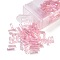 10G Ceylon Glass Twist Bugle Beads, Transparent Colours Rainbow, Flamingo, 6.5x2mm, Hole: 0.8mm