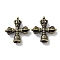 Tibetan Style Brass Pendants, Cadmium Free & Lead Free, Cross, Antique Bronze, 26x24.5x7.5mm, Hole: 1.2mm