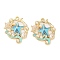 Rack Plating Alloy Enamel Pendants, with ABS Imitation Pearl, Golden, Flat Round Charm, Starfish, 30x26.5x4mm, Hole: 2mm