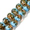 Handmade Gold Sand Lampwork Beads Strands, Round, Light Sky Blue, 12mm, Hole: 1.4mm, about 33pcs/strand, 14.76''(37.5cm)