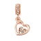 Rack Plating Alloy Crystal Rhinestone European Dangle Charms, Large Hole Double Heart Pendants, Cadmium Free & Nickel Free & Lead Free, Rose Gold, 24mm, Hole: 5mm