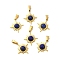 Natural Lapis Lazuli Faceted Sun Pendants, Golden Tone 304 Stainless Steel Charms, 19x17x4mm, Hole: 6x3mm