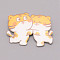 Double Tiger Chinese Zodiac Acrylic Brooch, Lapel Pin for Chinese Tiger New Year Gift, White, Orange, 31.5x41.5x7mm