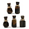 Natural Tiger Eye Perfume Bottle Pendants, with Golden Tone Stainless Steel Findings, Mixed Shapes, 32~37x15~22x12~16mm, Hole: 1.8mm, Capacity: 5ml(0.17fl. oz)