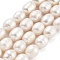 Natural Cultured Freshwater Pearl Beads Strands, Grade A, Rice, Snow, 9~10mm, Hole: 0.6mm, about 19pcs/strand, 6.69~6.89''(17~17.5cm)