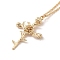 304 Stainless Steel Cross with Flower Pendant Necklaces for Women, Golden, 17.32 inch(44cm)