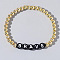 Stylish Brass & Acrylic Word Beaded Stretch Bracelets Trendy for Unique Look, Word BRAVE, Golden, 6-7/8 inch(17.5cm)