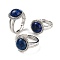 Natural Lapis Lazuli Round Adjustable Rings, Platinum Plated Brass Finger Rings for Men, Inner Diameter: 18mm