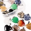 20Pcs 10 Style Heart Natural Gemstone Pendants G-LS0002-16-3