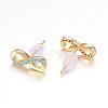 Brass Micro Pave Cubic Zirconia Stud Crawler Earrings EJEW-P119-14G-2