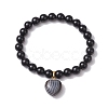 2pcs 2 Styles 6mm Round & Chip Natural Black Agate Beaded Stretch Bracelet Sets BJEW-TA00517-04-4