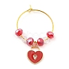 Valentine's Day Theme Heart Alloy Enamel Wine Glass Charms AJEW-JO00195-4