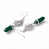 Synthetic Malachite Bullet with Sun Dangle Earrings EJEW-I276-01P-05-4