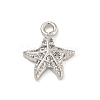 Starfish Rack Plating Brass Micro Pave Clear Cubic Zirconia Charms KK-P277-12P-1