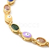 Enamel Evil Eye & Glass Oval Link Chain Bracelet BJEW-G663-01G-01-3