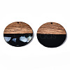 Opaque Resin & Walnut Wood Pendants RESI-T035-24-B01-3