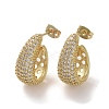 Brass Micro Pave Cubic Zirconia Stud Earrings EJEW-H308-04G-1