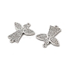 Brass Micro Pave Clear Cubic Zirconia Connector Charms KK-E068-VB265-3