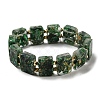Dyed Natural Imperial Jasper with Resin Beaded Stretch Bracelets BJEW-G698-01A-06-2