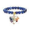 Natural Lapis Lazuli(Dyed) Stretch Bracelet BJEW-JB08747-02-1