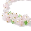 Flower Glass & Acrylic Braided Bead Adjustable Bracelets for Women BJEW-JB10446-05-3