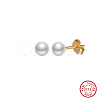 Round Natural Pearl Stud Earrings EJEW-G411-04B-G-1