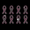 Breast Cancer Awareness Bibbon Glass Hotfix Rhinestone DIY-WH0303-092-1