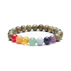 5Pcs 5 Style Natural Wood & Mixed Gemstone Round Beaded Stretch Bracelets Set BJEW-JB08815-4