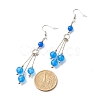 Natural Malaysia Jade Ball Beads Long Dangle Earring for Lady EJEW-JE04680-05-4