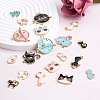 Kissitty 44Pcs 22 Styles Light Gold Plated Alloy Kitten Pendants ENAM-KS0001-03-4