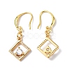 Clear Cubic Zirconia Rhombus Dangle Earrings EJEW-B017-14G-2