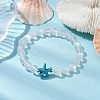 Beach Starfish Dyed Synthetic Turquoise Bead Bracelets BJEW-JB10252-02-4