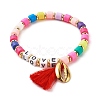 Word Love Beads Stretch Bracelet for Girl Women BJEW-JB07208-01-1