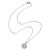 Alloy Enamel Sunflower Pendant Necklace with 304 Stainless Steel Chains NJEW-JN04412-02-2