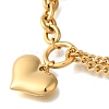 Ion Plating(IP) 304 Stainless Steel Twisted Chain & Cable Chain Heart Charm Bracelets for Women BJEW-H613-01G-2