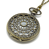 Alloy Flat Round Pendant Necklace Pocket Watch WACH-N012-04-2