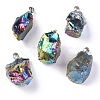 Rough Raw Electroplate Natural Crystal Quartz Pendants G-S282-15C-1